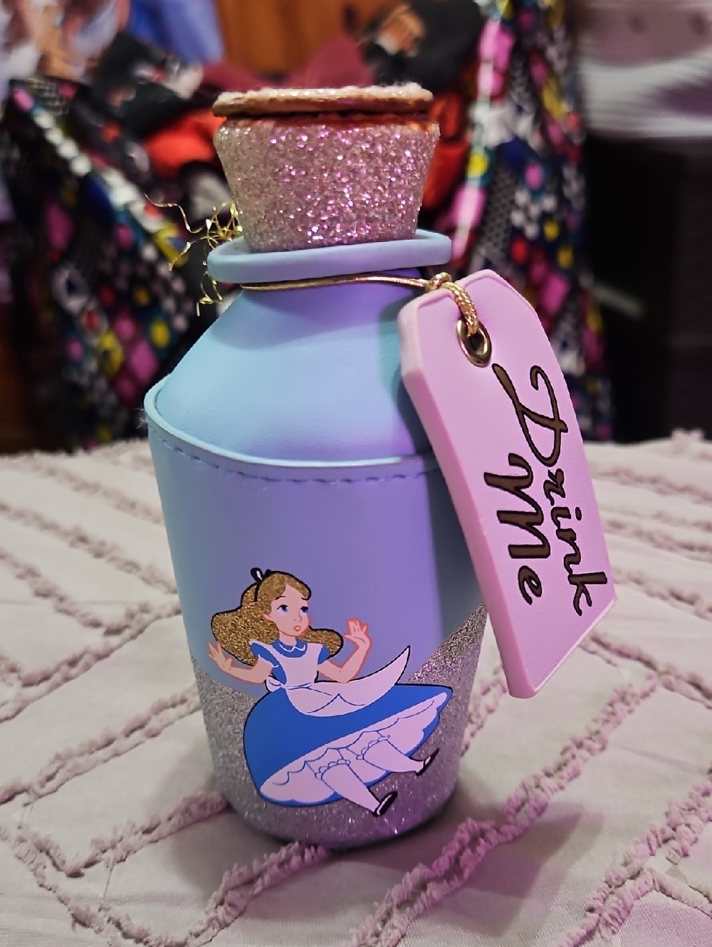 Alice Illustration Glitter Bottle Coin Purse